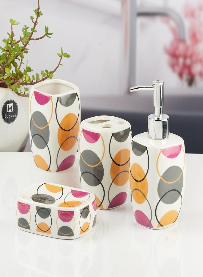 Kookee Ceramic Bathroom Set - Stylish 4 Piece Bath Accessories Kit with Soap Dispenser, Toothbrush Holder, Tumbler & Soap Dish - Modern & Designer Decor for Home & Guest Bathrooms (11144) - Image 3